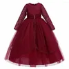 Vestidos de menina de 4 a 14 anos de adolescentes vestido de festas vermelhas para crianças para crianças Casamento Crianças Roupas de princesa Princip Vestidos