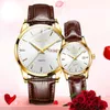 Wristwatches Quartz Wristwatch Fashion Business Men Watch Tungsten Steel Coffee Gold Couple Watches For Lovers