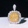 Кластерные кольца Fine Jewelry Real 18k Gold 1,00CT Желтая алмазная свадьба Женщина для женщин Diamonds Ring TX