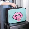 Arrangör 2019 Women Travel Bag Packing Cubes Cartoon Big Mouth Printed Bagage Hand stor kapacitet