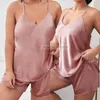 Women's Sleepwear Large Size 3XL-5XL Women Pajamas Suit Nightwear V-Neck Strap Camisole Set Summer Sexy Pyjamas Loose Lounge Wear With