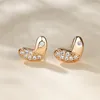 Pendientes de tuerca delicados y bonitos con forma de corazón pequeño y redondo blanco de circón, joyería minimalista de Color dorado a la moda para mujer