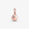 Charms ciondolo dente d'oro rosa stringa perline fiore fai da te misura gioielli Pandora moda ragazza braccialetto regalo