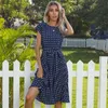 Casual Dresses Fashion Womens Summer Mini Dress Short Sleeve V-Neck Ladies Polka Dot Boho Beach Y2k Femme Vestidos Mujer Robe LongueCasual