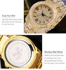 Zegarek na rękę Bling Out Watches for Men Luksusowe diamentowe męskie zegarek 18 -karatowy złoto ze stali nierdzewnej Zegar Pave CZ Hip Hop