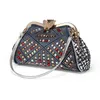 Jean dames denim handtassen met vlindergeknikte crossbody tas glanzende schouderstrass