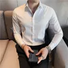 Chemises habillées pour hommes solide à manches longues Blouse hommes vêtements mode 2023 printemps automne affaires vêtements de cérémonie Chemise Homme Slim Fit hauts T09