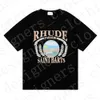 Rhudes Summer Mens T-shirtontwerper T-shirt Street Skateboard Ins Spring Shirts Men Women Casual t-shirt kleding maat S-XL