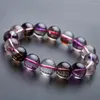 Bracelet en pierre naturelle Super 7 sept mélodies, perles rondes en cristal, Quartz rutilé coloré pour femmes, brin de 13mm