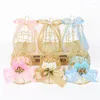 Gift Wrap Metal Golden Wedding Box With Bowknot Ribbon DIY Candy Boxes Packing Birthday Baby Showe Supplies