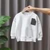 Kids shirts 2 8 jaar hoodie colorblock ontwerp kinderkleding herfst lente baby nep pocket girls pullover boys lange mouw tees 230322