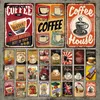 Coffee Metal Painting Sign Mocha Cappuccino Coffee Metal Poster Decorative Drinks Coffee Beans Tin Sign Plate Vintage Plaque Cafe Decor 30X20cm W03