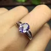 Bagues en grappe Pierres précieuses de tanzanite de luxe naturel et réel pour les femmes Solide 925 Sterling Silver Fine Jewelry Bague de fiançailles pour femmes