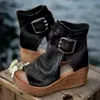 Women Shoes High Heel 2022 Platform Sandaler Kilkvinnor Stängde tå Romen skor Kvinnor Buckle High Top Sandals Tacones Mujer 230202