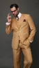 Men's Suits Khaki 3 Pieces Formal Men Suit Latest Coat Pant Design Bridesgroom Terno Masculino Slim Fit Bespoke Blazer