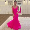 Fuchsia Criss Cross Straps Back Evening Dresses Spaghetti Strap Prom Gown Satin Sweep Train Special Ocn Vestidos 326 326