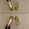 Chaussures à talons hauts pour femmes, chaussures épaisses carrées françaises, sandales Baotou semi-remorque, nouvelle collection 2023