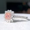 Anelli a grappolo Gioielleria raffinata Oro 18 carati reale 0,301 ct Diamanti rosa Anello di fidanzamento per matrimonio Donna per donna Anello TX