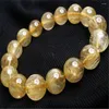 STRAND 13 mm Brazilië Natuurlijk geel goud Rutilated Quartz Crystal Round kralen stretch charme vrouwen mannen armband