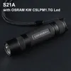 Flashlights facklor Konvoj S21A med KW CSLPM1.TG LINSTERA LED 21700 PORTABLE LYGNING CAMPING LANTERN VIT LIGHT TORCH Black Latarkaflashl