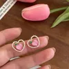 Stud Earrings 2023 Japanese Korean Fashion Cute Peach Love Heart Earring For Women Summer Aesthetic Sweet Piercing Brincos Trend Jewelry