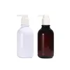 Empty Plastic Bottle 300ml 500ml White Lotion Press Pump Round Shoulder PET Clear Shiny Brown Black White Refillable Showergel Packaging Container