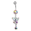 Mode Cristal Fleur Piercing En Acier Inoxydable Nombril Anneau Nombril Nombril Piercing pour Femmes Filles Corps Bijoux