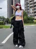 Spodnie damskie Capris Houzhou Y2K Parachute Pants Woman Hippie Streetwear Ogabersa Pockets Spodnie HARAJUKU TechWear szerokie Pantalone Egirl Style 230323