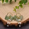 チャームGlseevo 925 Sterling Silver Jade Natural Freshwater White Pearl Drop Earrings Ear Pin Pin Woman Luxury Design Jewelry Ge0991c Z0323