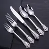 Zestawy naczyń stołowych 1PCS Imitacja do dyspozycji metal plastikowy srebrny srebrny rzeźbiony wytłoczone sztućce Western Wedding Party Stwardle stołowe