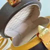 Mode kvinnor axelväskor conic hattlåda tote plånbok original cowhide trim canvas designer crossbody bag avtagbar justerbar axelrem med ruta 17.5 cm L081