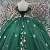 Блестящие платья Quinceanera Ball Birthday Party Платье Applique 3D Цветочный кружев