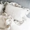 Pillow Case Linen Stone Washed Euro Shams With Ruffle 48x74cm Standard Cover 1 Piece Home Decoration Soft And Breathable Bedding