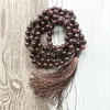 Chains 108 Prayer Beads Mala Necklace Handmade Knotted Garnet Long Necklaces For Women Buddhist Tassel Jewelry