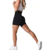 Yoga kläder nvg lycra spandex solid sömlösa shorts kvinnor mjuka träning tights fiess byxor gym bär 230322