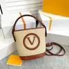 Designer-Women Fashion Classic Totes Bag Letter Bolsas de impressão Kints Bolsa de compras Casual Tote Straw Sacos de praia