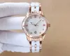 Women's wristwatch imported quartz movement with diamond inlay luxury ceramic cowhide strap