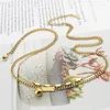 Colares de pingentes quadrados de corrente de dupla camada e colar de esferas para mulheres aço inoxidável de alta qualidade de joias de moda de cor dourada