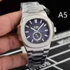 Meerdere 5164A Classic Automatic Mechanical Men Watches Sapphire Superclone Aquanauts Time Zone Transparant Rose Gold Moon Fase Zwart Blue J1T8