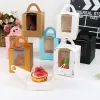 cas de cuisson Boîtes à cupcakes simples avec poignée de fenêtre transparente Boîtes à macarons portables Mousse Cake Snack Boxes Boîte d'emballage en papier