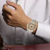 Zegarek na rękę Bling Out Watches for Men Luksusowe diamentowe męskie zegarek 18 -karatowy złoto ze stali nierdzewnej Zegar Pave CZ Hip Hop