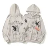 Designer High Street Hoodie Saint Mixxxx Graffiti Angel Devil Print Vintage Wash Draw Hole Plush For Men