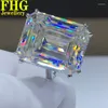 Clusterringen 15 ECHTE SOLIDE AU750 18K WIT GOUD RING DVVS1 Moissanite Diamonds Emerald Shape Huwelijksfeest Betrokkenheid Verjaardag