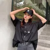 Women's Blouses Women Kawaii Black Shirts Casual Blouse For Girl Summer Autumn Button Up Tops Korean Fashion Clothes Teenage Preppy Clothing