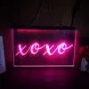 XOXO LED Neon Sign Home Decor Ano Novo Parede Casamento Quarto 3D Night Light