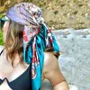 Eşarplar 2023 Moda Baskı Saten İpek Kare Eşarp Kadınlar Hicab Müslüman Baş Bandı Bayanlar Bandana Foulard Tasarım Şal echarpe