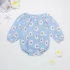 2023 Baby Girls Floral Rompers 3 Colors Daisy مطبوعة طويلة الأكمام الطويلة