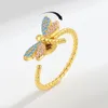 Best-selling Zircon Dragonfly Ring Female Ring Ring Adjustable Rotating Ring