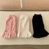 Calcetines de mujer, 1 par, de invierno, con encaje ahumado térmico, recto, de felpa, de tubo medio, hasta la rodilla, cálidos para ir de compras