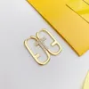 Designer Mulheres Brincos Brincos Hoops Luxo Brinco dourado embutido com letras strass Letras